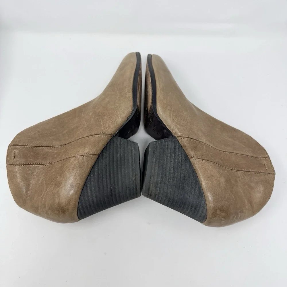 Eileen Fisher Ankle Boots 8.5 Dusk Trail Stacked‎ Heel Distressed Leather Zip